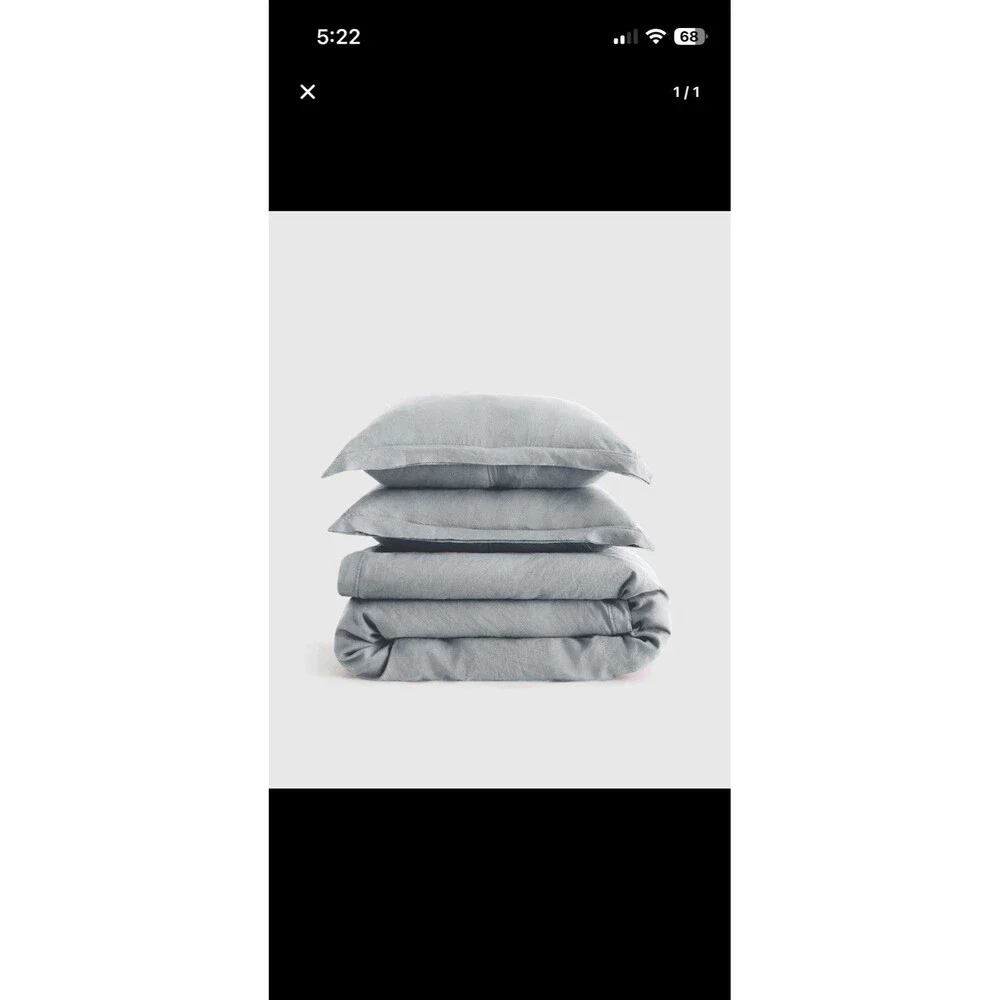 European Linen Double Flange Duvet Cover Set King/cal King Mist Msrp $215